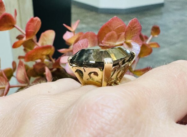 bague ancienne quartz fumé