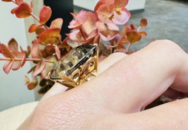 bague ancienne quartz fumé